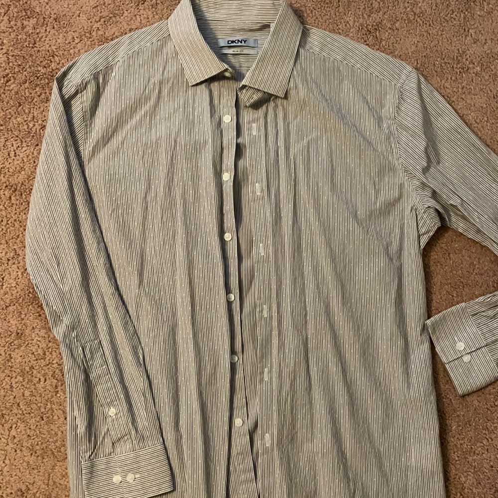 Men’s DKNY button down | striped | sz large
